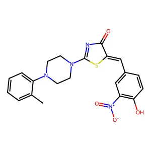 (E)-5-(4-hydroxy-3-nitrobenzylidene)-2-(4-(o-tolyl)piperazin-1-yl)thiazol-4(5H)-one structure