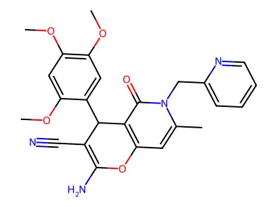 2-amino-7-methyl-5-oxo-6-(pyridin-2-ylmethyl)-4-(2,4,5-trimethoxyphenyl)-5,6-dihydro-4H-pyrano[3,2-c]pyridine-3-carbonitrile structure