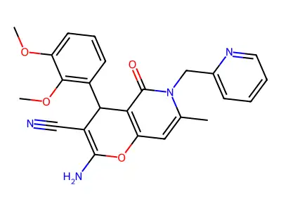 2-amino-4-(2,3-dimethoxyphenyl)-7-methyl-5-oxo-6-(pyridin-2-ylmethyl)-5,6-dihydro-4H-pyrano[3,2-c]pyridine-3-carbonitrile structure