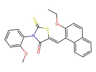 5-[(2-ethoxynaphthalen-1-yl)methylidene]-3-(2-methoxyphenyl)-2-sulfanylidene-1,3-thiazolidin-4-one structure