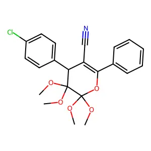 4-(4-chlorophenyl)-5,5,6,6-tetramethoxy-2-phenyl-4H-pyran-3-carbonitrile structure
