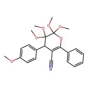 5,5,6,6-tetramethoxy-4-(4-methoxyphenyl)-2-phenyl-4H-pyran-3-carbonitrile structure