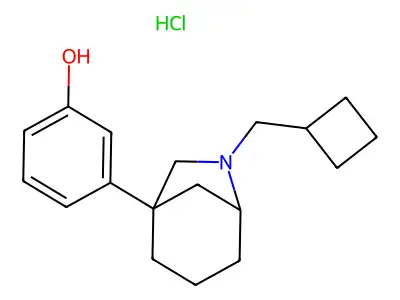 (+-)-3-(6-(Cyclobutylmethyl)-6-azabicyclo(3.2.1)oct-1-yl)phenol hydrochloride structure