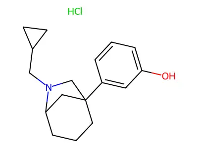 (+-)-3-(6-(Cyclopropylmethyl)-6-azabicyclo(3.2.1)oct-1-yl)phenol hydrochloride structure