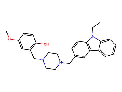 2-[[4-[(9-Ethylcarbazol-3-yl)methyl]piperazin-1-yl]methyl]-4-methoxyphenol structure