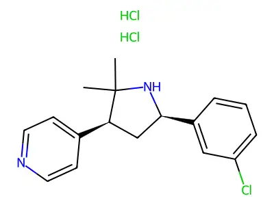 Pyridine, 4-(5-(3-chlorophenyl)-2,2-dimethyl-3-pyrrolidinyl)-, dihydrochloride, cis-(+-)- structure
