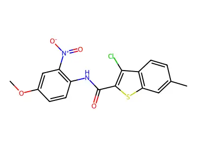 3-chloro-N-(4-methoxy-2-nitrophenyl)-6-methyl-1-benzothiophene-2-carboxamide structure