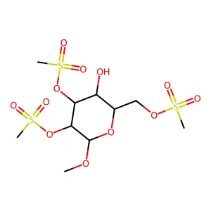 [3-Hydroxy-6-methoxy-4,5-bis(methylsulfonyloxy)oxan-2-yl]methyl methanesulfonate structure