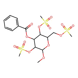 [2-methoxy-3,5-bis(methylsulfonyloxy)-6-(methylsulfonyloxymethyl)oxan-4-yl] benzoate structure