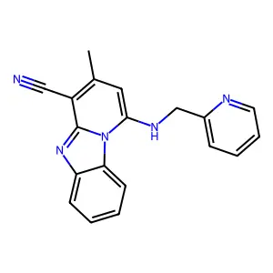 3-Methyl-1-(pyridin-2-ylmethylamino)pyrido[1,2-a]benzimidazole-4-carbonitrile structure