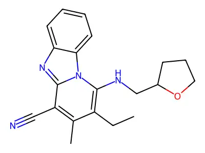 2-ethyl-3-methyl-1-(oxolan-2-ylmethylamino)pyrido[1,2-a]benzimidazole-4-carbonitrile structure