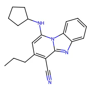 1-(Cyclopentylamino)-3-propylpyrido[1,2-a]benzimidazole-4-carbonitrile structure