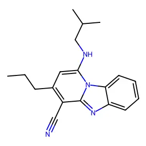 1-(Isobutylamino)-3-propylpyrido[1,2-a]benzimidazole-4-carbonitrile structure