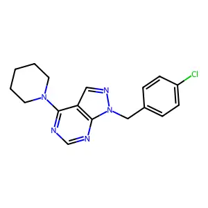 1-(4-chlorobenzyl)-4-(1-piperidinyl)-1H-pyrazolo[3,4-d]pyrimidine structure