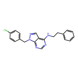 1-(4-chlorobenzyl)-N-(2-phenylethyl)-1H-pyrazolo[3,4-d]pyrimidin-4-amine structure