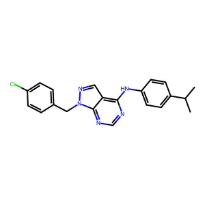 1-(4-chlorobenzyl)-N-[4-(propan-2-yl)phenyl]-1H-pyrazolo[3,4-d]pyrimidin-4-amine structure