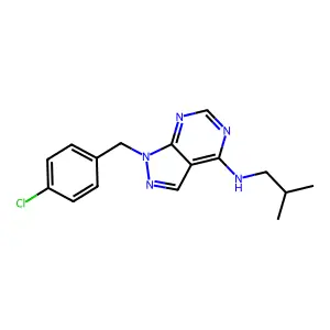 1-[(4-chlorophenyl)methyl]-N-(2-methylpropyl)pyrazolo[3,4-d]pyrimidin-4-amine structure