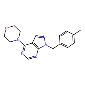 1-(4-methylbenzyl)-4-(morpholin-4-yl)-1H-pyrazolo[3,4-d]pyrimidine structure
