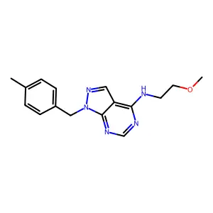 N-(2-methoxyethyl)-1-(4-methylbenzyl)-1H-pyrazolo[3,4-d]pyrimidin-4-amine structure