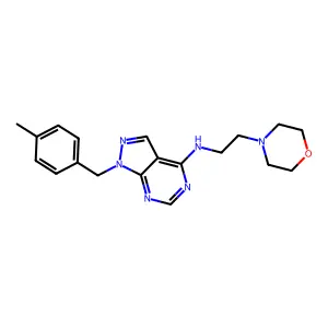 1-(4-methylbenzyl)-N-(2-morpholinoethyl)-1H-pyrazolo[3,4-d]pyrimidin-4-amine structure