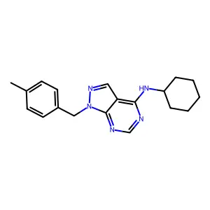 N-cyclohexyl-1-(4-methylbenzyl)-1H-pyrazolo[3,4-d]pyrimidin-4-amine structure