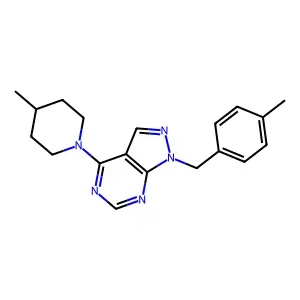 1-(4-methylbenzyl)-4-(4-methylpiperidin-1-yl)-1H-pyrazolo[3,4-d]pyrimidine structure