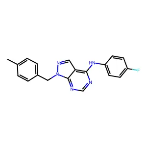N-(4-fluorophenyl)-1-(4-methylbenzyl)-1H-pyrazolo[3,4-d]pyrimidin-4-amine structure