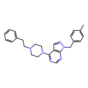1-(4-Methyl-benzyl)-4-(4-phenethyl-piperazin-1-yl)-1H-pyrazolo[3,4-d]pyrimidine structure