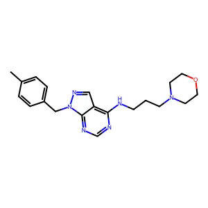1-(4-methylbenzyl)-N-(3-morpholinopropyl)-1H-pyrazolo[3,4-d]pyrimidin-4-amine structure