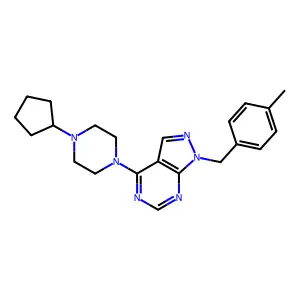 4-(4-cyclopentylpiperazin-1-yl)-1-(4-methylbenzyl)-1H-pyrazolo[3,4-d]pyrimidine structure