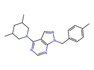 4-(3,5-dimethylpiperidin-1-yl)-1-(4-methylbenzyl)-1H-pyrazolo[3,4-d]pyrimidine structure