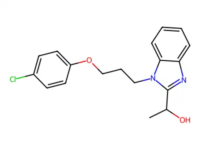 1-{1-[3-(4-chlorophenoxy)propyl]-1H-1,3-benzodiazol-2-yl}ethan-1-ol structure
