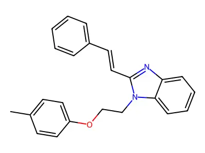 (E)-2-styryl-1-(2-(p-tolyloxy)ethyl)-1H-benzo[d]imidazole structure