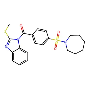 (4-(azepan-1-ylsulfonyl)phenyl)(2-(methylthio)-1H-benzo[d]imidazol-1-yl)methanone structure