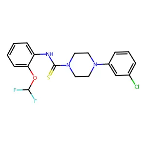 4-(3-chlorophenyl)-N-(2-(difluoromethoxy)phenyl)piperazine-1-carbothioamide structure