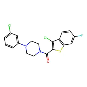 1-[(3-Chloro-6-fluoro-1-benzothien-2-yl)carbonyl]-4-(3-chlorophenyl)piperazine structure