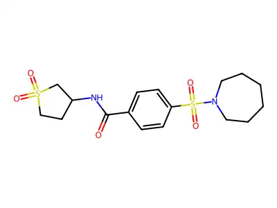 4-(azepan-1-ylsulfonyl)-N-(1,1-dioxidotetrahydrothiophen-3-yl)benzamide structure