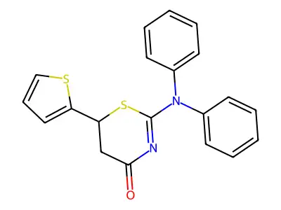 2-(diphenylamino)-6-(thiophen-2-yl)-5,6-dihydro-4H-1,3-thiazin-4-one structure