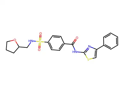 4-(oxolan-2-ylmethylsulfamoyl)-N-(4-phenyl-1,3-thiazol-2-yl)benzamide structure