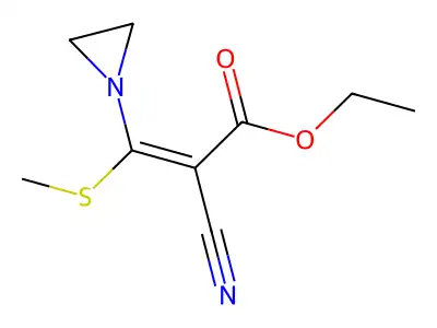 Ethyl 3-(aziridin-1-yl)-2-cyano-3-methylsulfanylprop-2-enoate structure