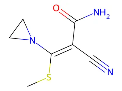 3-(Aziridin-1-yl)-2-cyano-3-methylsulfanylprop-2-enamide structure