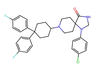 1,3,8-Triazaspiro(4,5)decan-4-one, 8-(4,4-bis(4-fluorophenyl)cyclohexyl)-1-(4-chlorophenyl)- structure