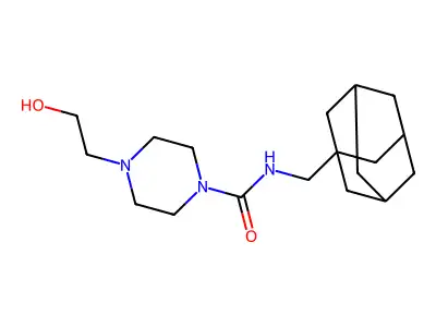 N-(1-adamantylmethyl)-4-(2-hydroxyethyl)piperazine-1-carboxamide structure
