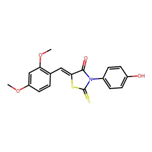 (5Z)-5-(2,4-dimethoxybenzylidene)-3-(4-hydroxyphenyl)-2-thioxo-1,3-thiazolidin-4-one structure