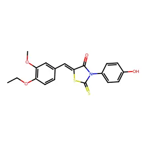 (5Z)-5-(4-ethoxy-3-methoxybenzylidene)-3-(4-hydroxyphenyl)-2-thioxo-1,3-thiazolidin-4-one structure