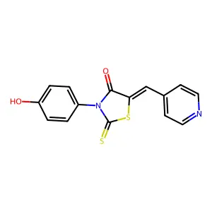 (Z)-3-(4-hydroxyphenyl)-5-(pyridin-4-ylmethylene)-2-thioxothiazolidin-4-one structure