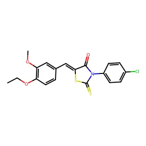 (5Z)-3-(4-chlorophenyl)-5-(4-ethoxy-3-methoxybenzylidene)-2-thioxo-1,3-thiazolidin-4-one structure