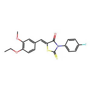 (5Z)-5-(4-ethoxy-3-methoxybenzylidene)-3-(4-fluorophenyl)-2-thioxo-1,3-thiazolidin-4-one structure