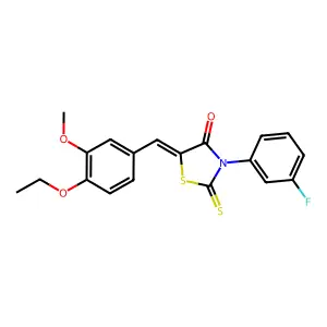 (5Z)-5-(4-ethoxy-3-methoxybenzylidene)-3-(3-fluorophenyl)-2-thioxo-1,3-thiazolidin-4-one structure