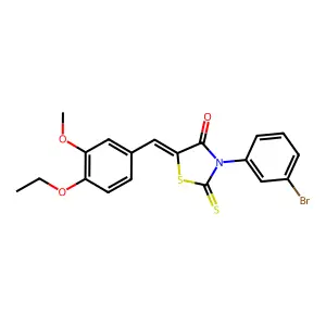 (Z)-3-(3-bromophenyl)-5-(4-ethoxy-3-methoxybenzylidene)-2-thioxothiazolidin-4-one structure